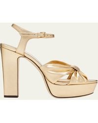 Jimmy Choo - Heloise Metallic Ankle-Strap Platform Sandals - Lyst