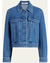 Another Tomorrow - Cropped Denim Jacket - Lyst