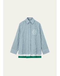 Loewe - Striped Crinkled Cotton Button-Down Shirt - Lyst