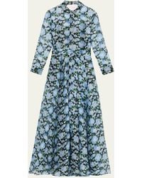 Carolina Herrera - Floral Silk Long-Sleeve Trench Gown - Lyst