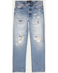 Purple - Worn Studded Repair Relaxed-fit Jeans - Lyst