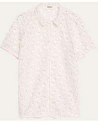 Bode - Primrose Floral Lace Button Down Shirt - Lyst