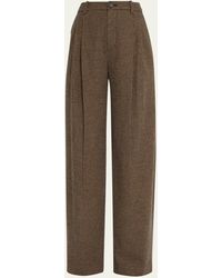Vince - Houndstooth Pleated-front Straight-leg Pants - Lyst