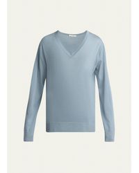 The Row - Naius Long-Sleeve V-Neck Wool Top - Lyst