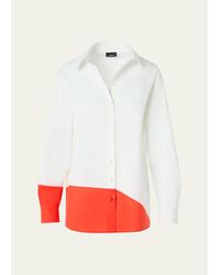 Akris - Colorblock Patchwork Button-Down Blouse - Lyst