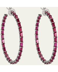 Nam Cho - 18k White Gold With Black Rhodium Hoop Earrings With Diamond And Ruby - Lyst