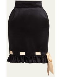 Valentino Garavani - Ribbon Ruffle Hem Double Satin Skirt - Lyst