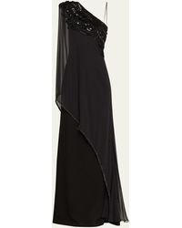 Naeem Khan - Beaded One-shoulder Gown With Sheer Overlay - Lyst