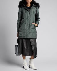 Nicole Benisti Chelsea Solid Fox Fur Trimmed Puffer Coat - Black