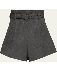 Prada - Pinstripe Wool Shorts With Belt - Lyst