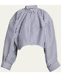 Sacai - Stripe Exaggerated-Sleeve Cocoon Cropped Top - Lyst