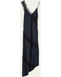A.L.C. - Soleil Satin Lace Asymmetric Maxi Dress - Lyst
