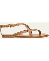 Stuart Weitzman - Park Flat Strappy Leather Sandals - Lyst