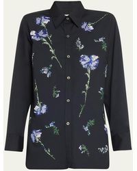 Libertine - Cecil Beaton Button-front Shirt With Blue Carnation Crystal Detail - Lyst
