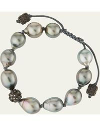 Armenta - Old World Tahitian Pearl Pull-cord Bracelet With Champagne Diamonds - Lyst
