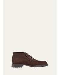 Gucci - Sylke Suede Bit Lug-Sole Chukka Boots - Lyst