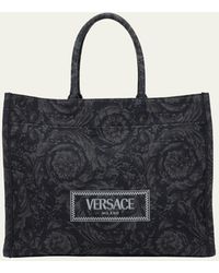 Versace - Xl Jacquard Embroidered Canvas Tote Bag - Lyst