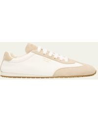 Prada - Suede And Leather Low-Top Sneakers - Lyst