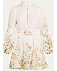 Zimmermann - Matchmaker Floral Buttoned Mini Dress - Lyst
