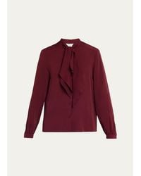 Max Mara - Silk Charmeuse Scarf-Neck Button-Down Blouse - Lyst