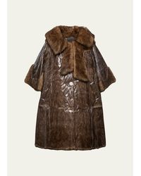 Prada - Pvc Coated Lamb Shearling Single-Breasted Coat - Lyst