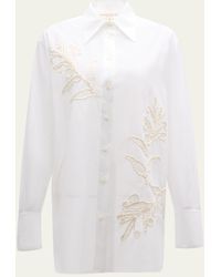 Lafayette 148 New York - Oversized Embroidered Cotton Voile Shirt - Lyst