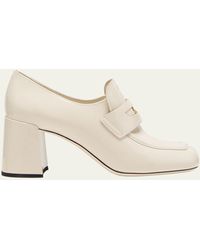 Miu Miu - Patent Leather Heeled Penny Loafers - Lyst