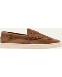 Brunello Cucinelli - Suede Moccasin Penny Loafers - Lyst
