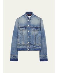McQueen - Band-Collar Denim Jacket - Lyst