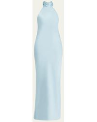 Ramy Brook - Tatiana Low-Cut Halter Column Gown - Lyst