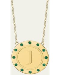 Tracee Nichols - 14K Initial Token Necklace With Emeralds - Lyst