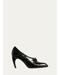 KHAITE - 85Mm Colt Croc-Embossed Patent Leather Oxford Pumps - Lyst