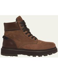 Moncler - Peka Suede Lace-Up Ankle Boots - Lyst