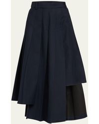ROKH - Box Pleat Asymmetric Midi Wool Skirt - Lyst