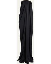 Saint Laurent - Goddess Draped Satin Strapless Gown - Lyst