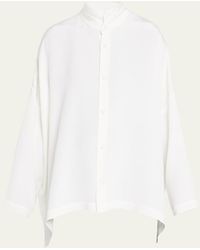 Eskandar - Wide Longer Back Double Stand Collar Shirt (mid Plus) - Lyst