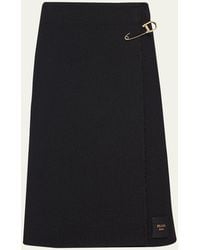 Prada - Washed Twill Safety-pin Knee-length Skirt - Lyst