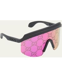 Gucci - Multi-color GG Lattice Acetate Shield Sunglasses - Lyst