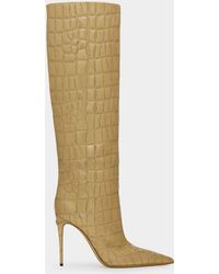 Dolce & Gabbana - Metallic Croc-effect Knee Boots - Lyst