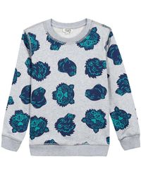 KENZO Allover Tiger Head-print Sweatshirt - Gray