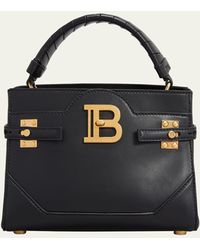 Balmain - B-buzz Crocodile-effect Leather Top Handle Bag - Lyst