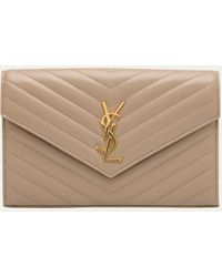 Saint Laurent - Ysl Monogram Large Wallet On Chain In Smooth Leather - Lyst