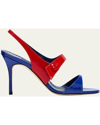 Manolo Blahnik - Climnetra Bicolor Patent Slingback Sandals - Lyst