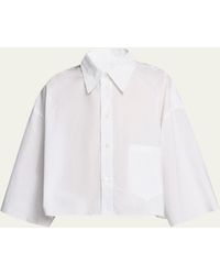 MM6 by Maison Martin Margiela - Pinstripe Cropped Short-sleeve Shirt - Lyst
