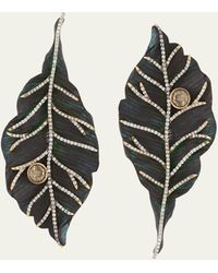 Silvia Furmanovich - 18k Yellow Gold Carved Leaf Wood Earrings With Diamonds - Lyst