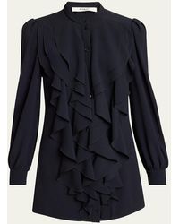 Chloé - Ruffle Front Long-Sleeve Mini Dress - Lyst