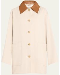 Totême - Organic Cotton Barn Jacket With Leather Collar - Lyst