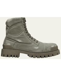 Balenciaga - Strike Bootie Lace-Up Canvas Ankle Boots - Lyst