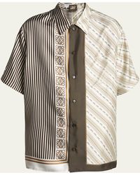 Loewe - Silk Mixed Scarf Printed Short-sleeve Shirt - Lyst