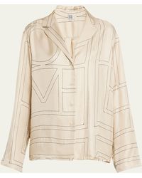 Totême - Monogram-embroidered Silk Pajama Top - Lyst